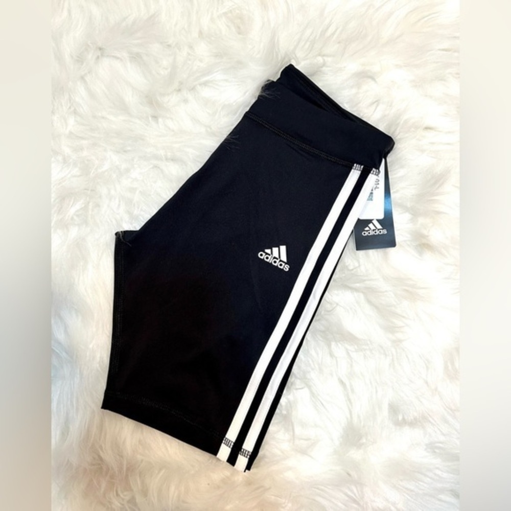 ADIDAS BIKER SHORTS | BLACK & WHITE | GIRLS SIZE 14 | NWT